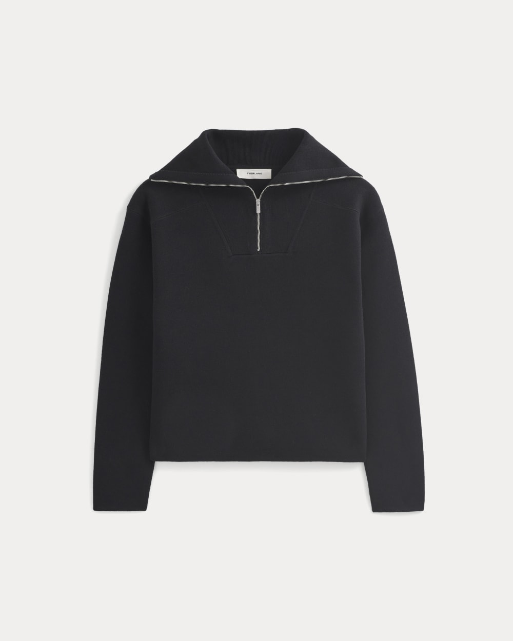Double Knit Half-Zip in Cotton Merino in Black — alternate view
