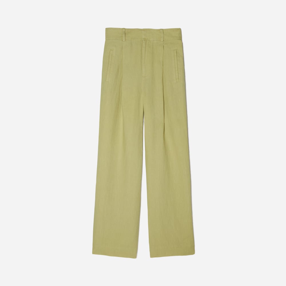 The Linen Way-High® Drape Pant in Leek — front view