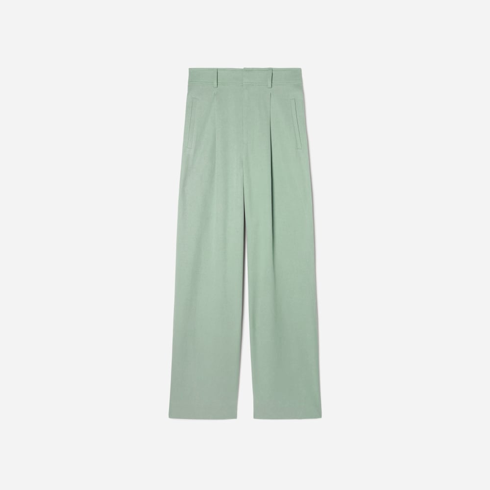 The Draper Pleated Pant in Buttersmooth in Lily Pad — alternate view