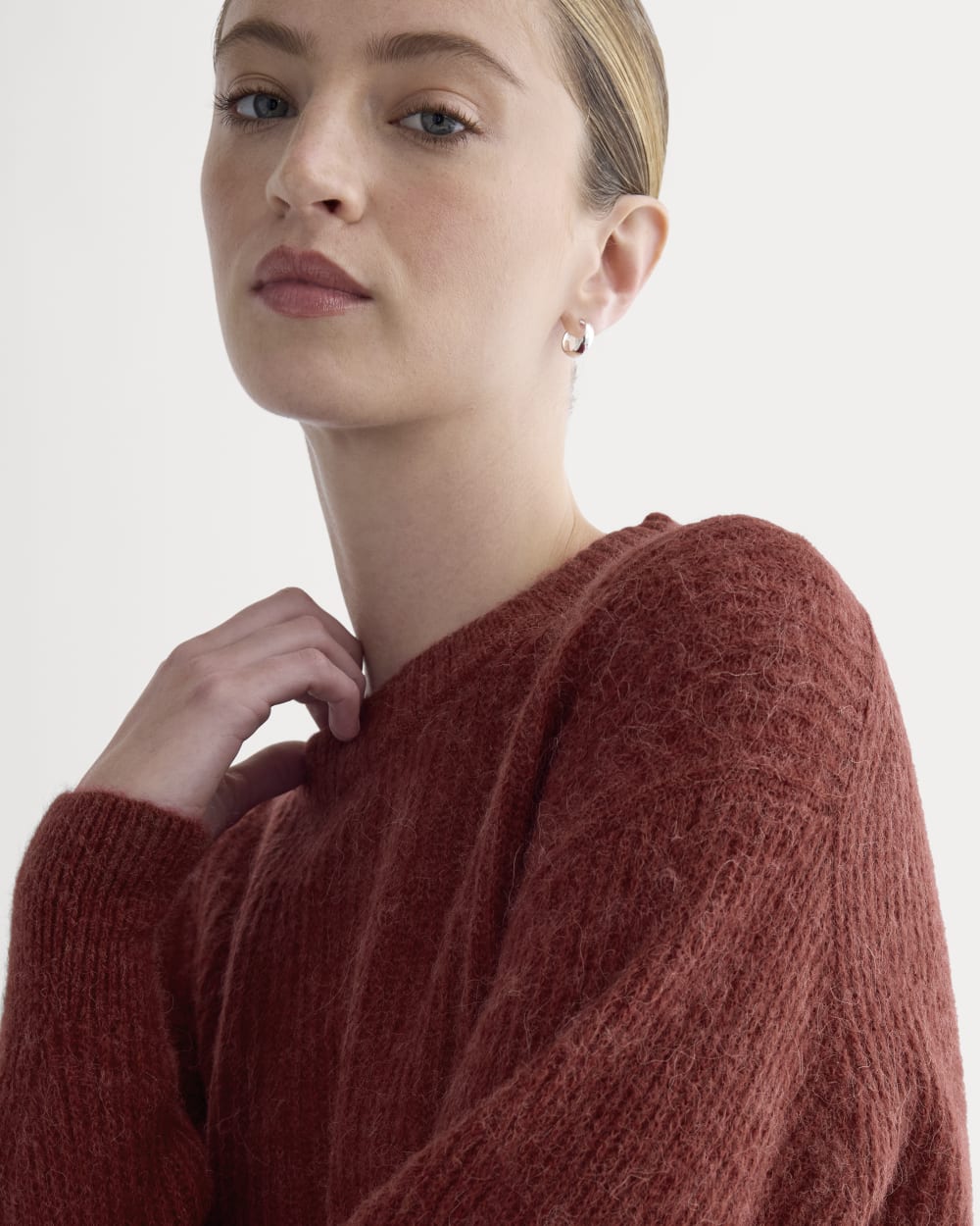 The Cocoon Crew in Alpaca in Merlot — detail view