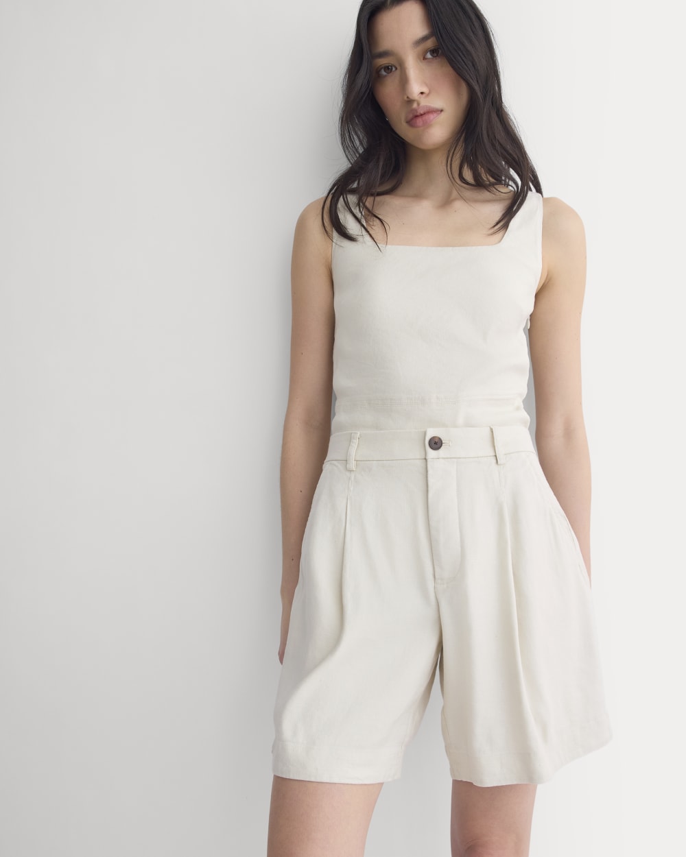 Tailored A-Line Short in Birch — front view