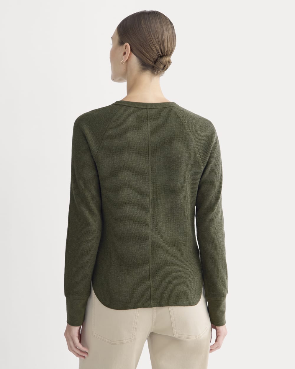 Slim-Fit Crew in Cozy Waffle in Heather Beech — detail view