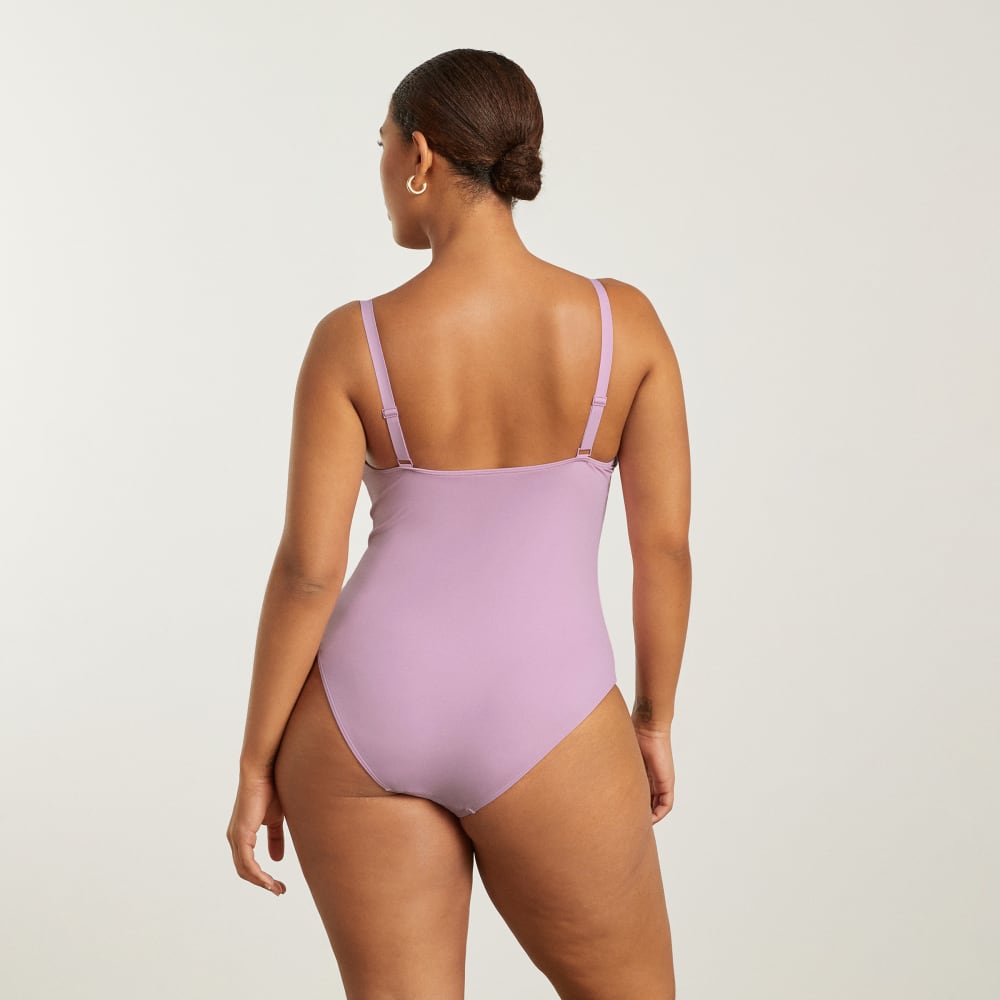 The V-Neck One-Piece in Lilac — detail view