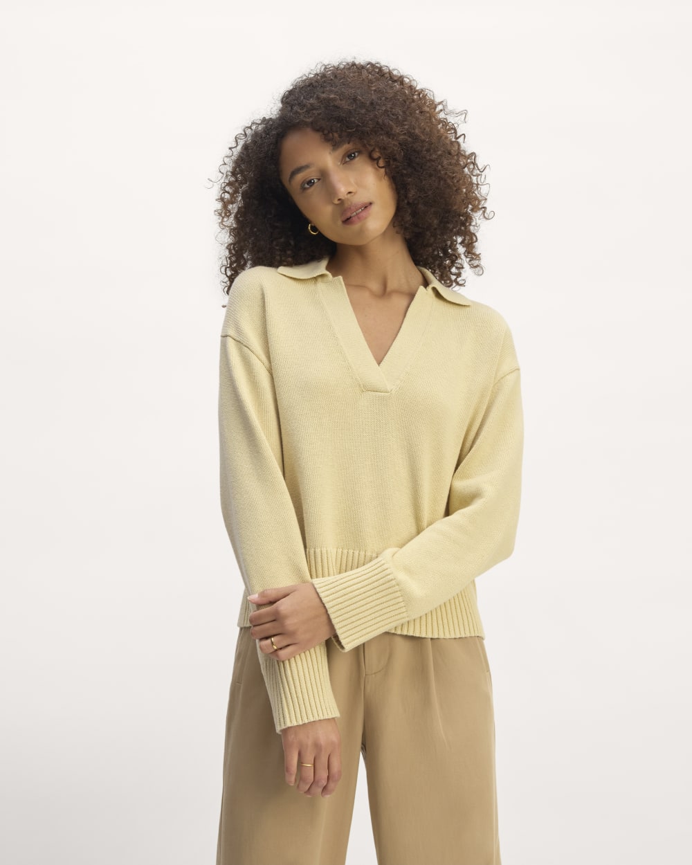 The Boxy Polo in Everyday Cotton in Parsnip — front view