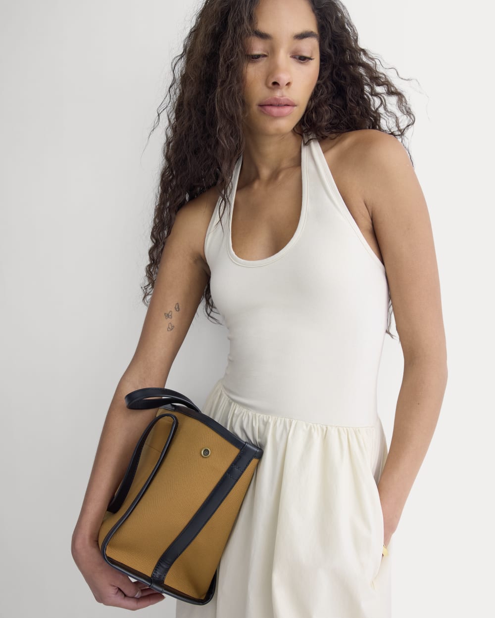 Halter Dress in Ultrasoft Cotton in Birch — detail view
