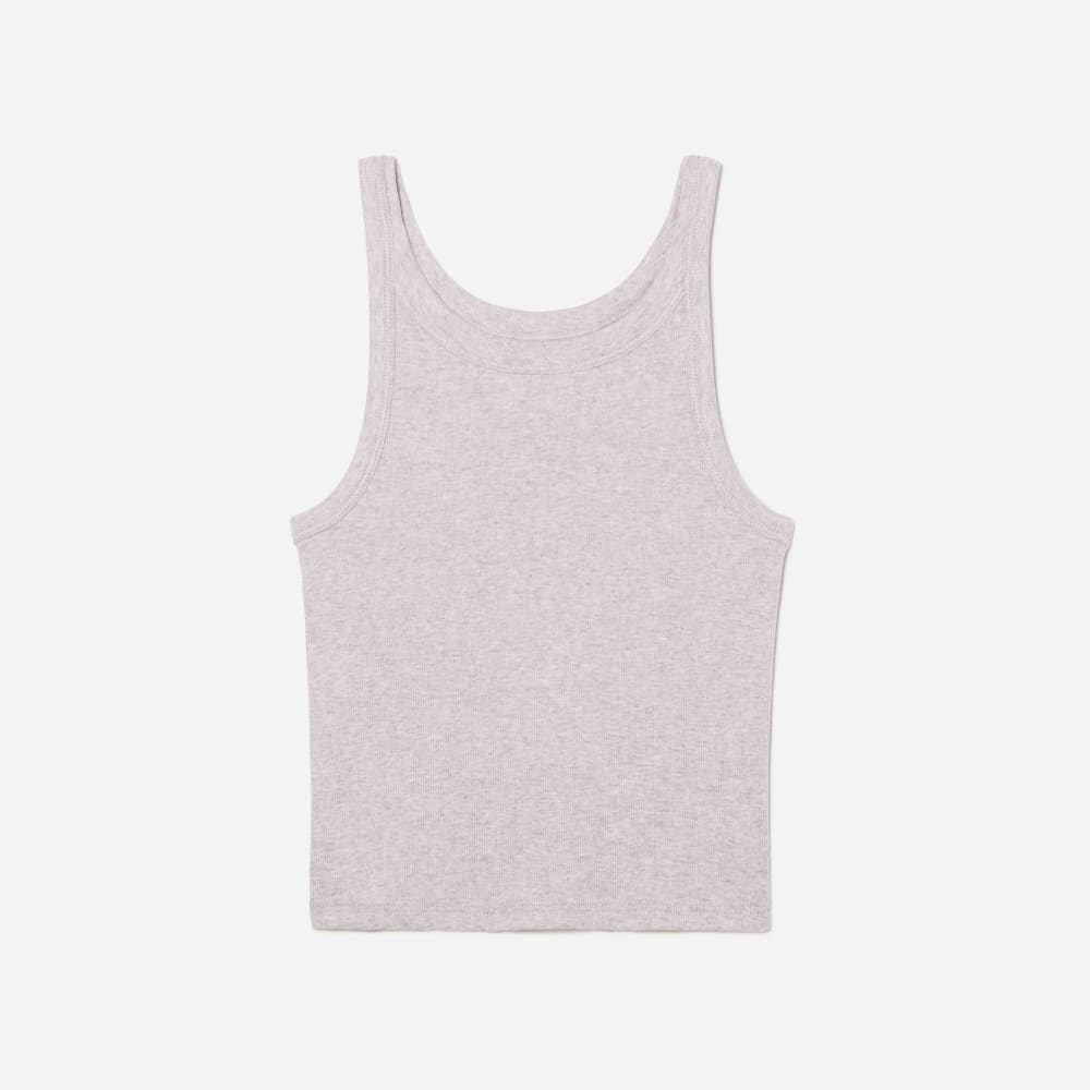 The Pima Micro-Rib Short Tank in Wisteria Grey — front view