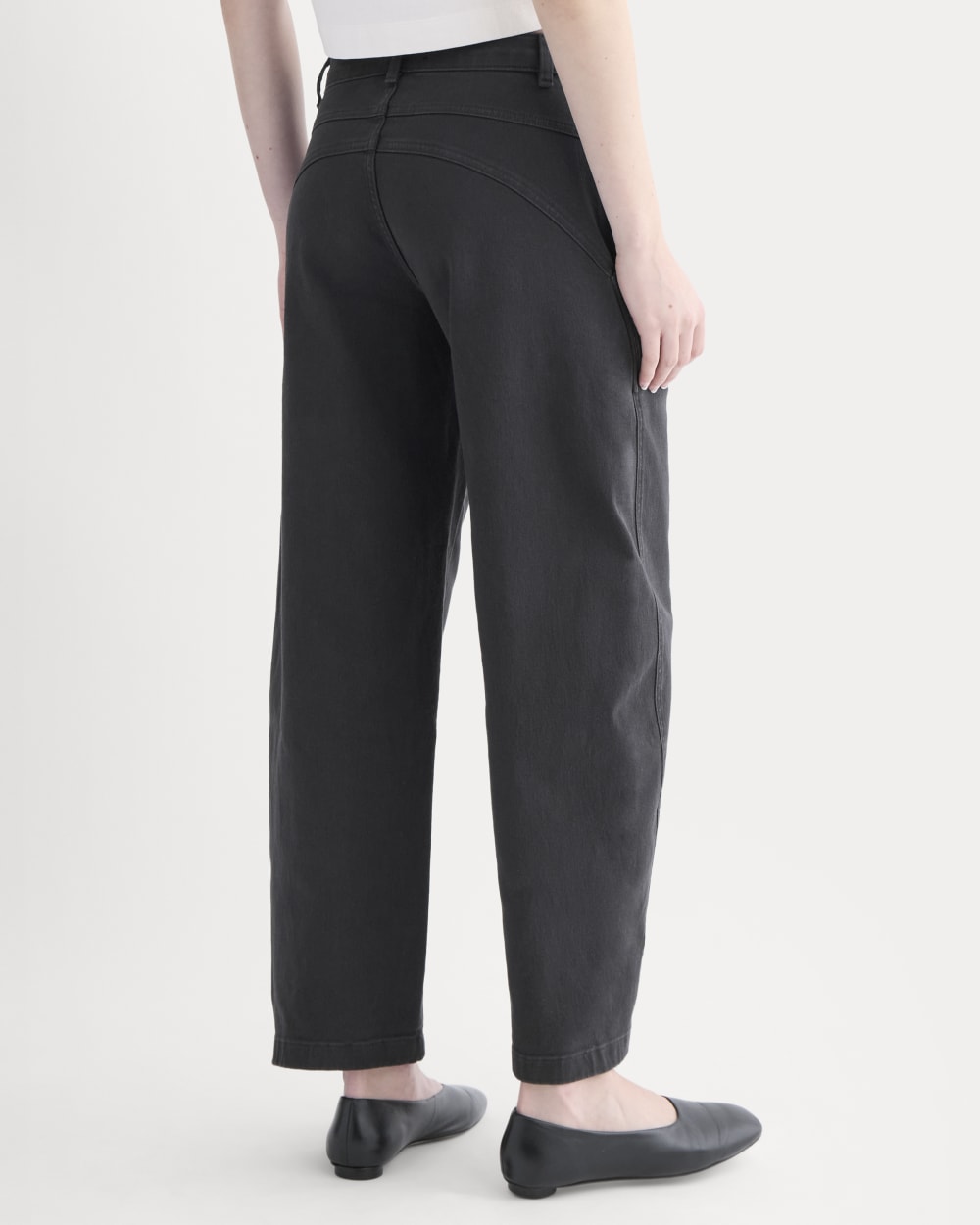 Double-Stitch Barrel Pant in Black — detail view
