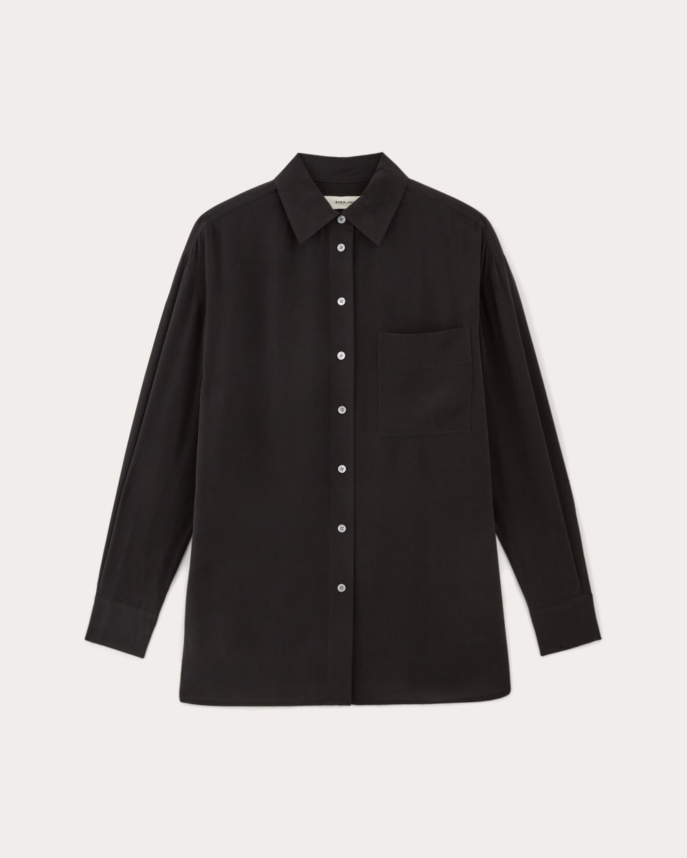 The Boyfriend Shirt in Washable Silk in Black — alternate view