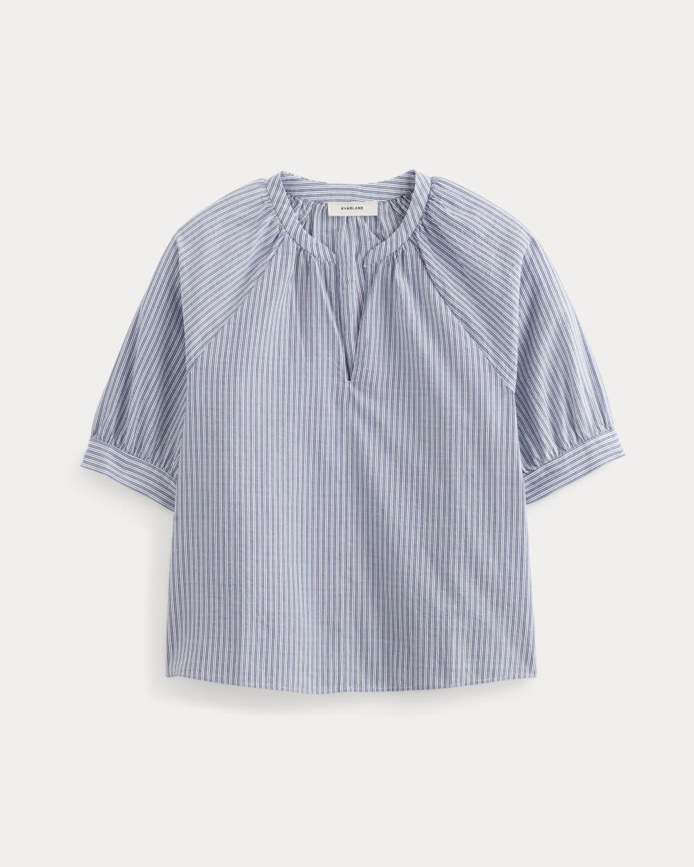 The Gauze Gathered Top in Mazarine Blue / Optic White — alternate view