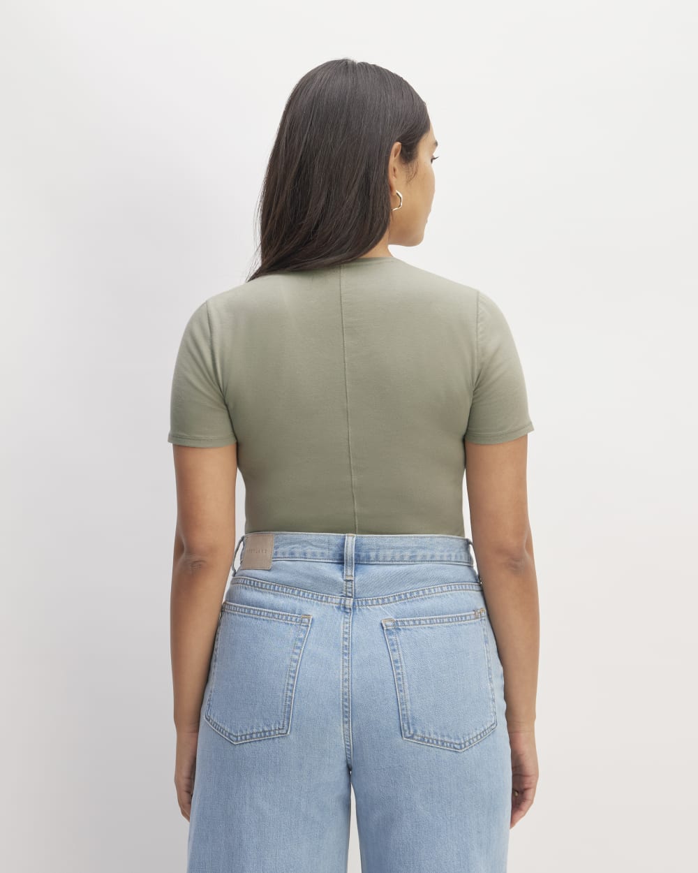 The Supima® Form Crew Neck Tee in Sage Green — detail view