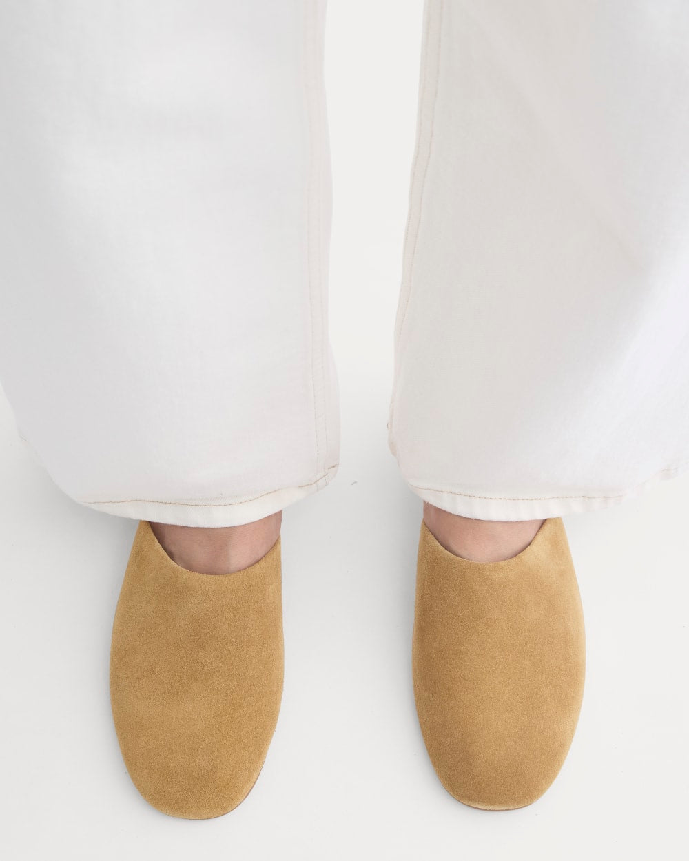 Glove Mule Slipper in Sand Suede — detail view