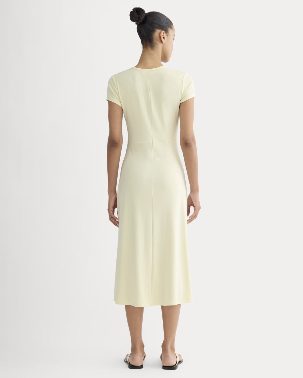 Midi Tee Dress in Butterknit in Light Yellow — detail view