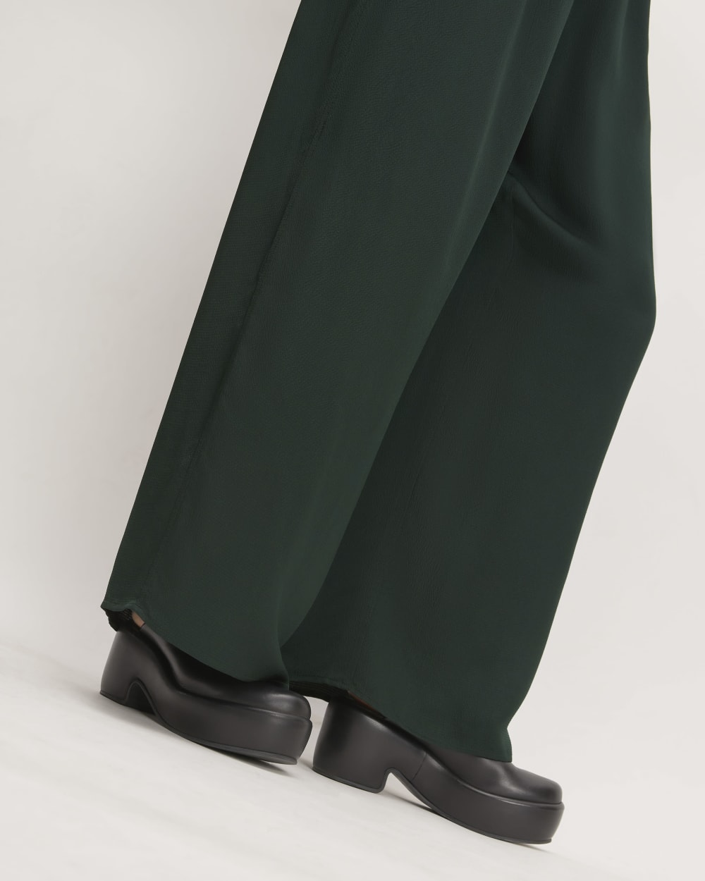 The Satin Pull-On Pant in Scarab — detail view