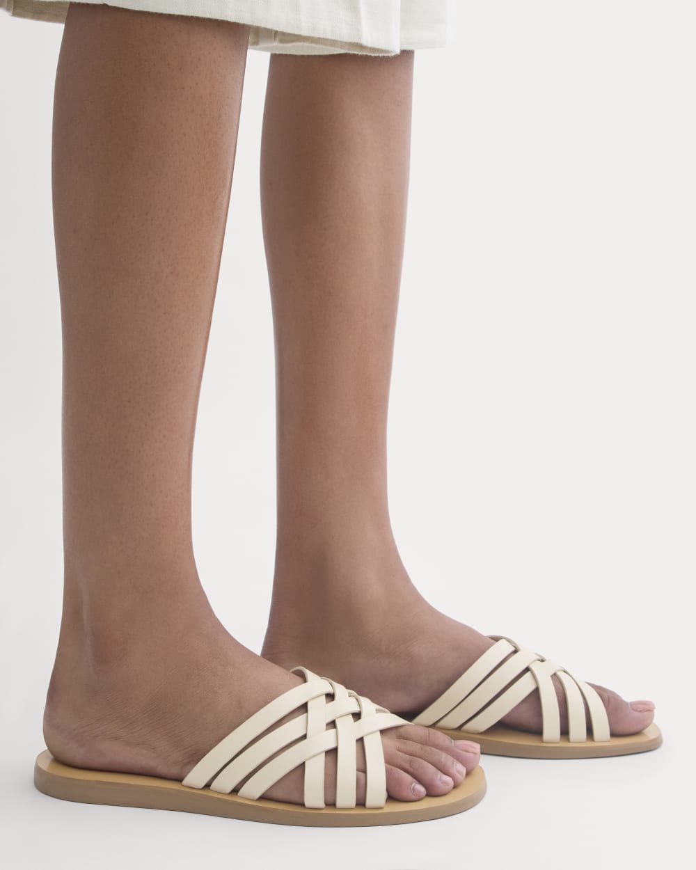 Leather Triple Crisscross Sandal in Canvas — detail view