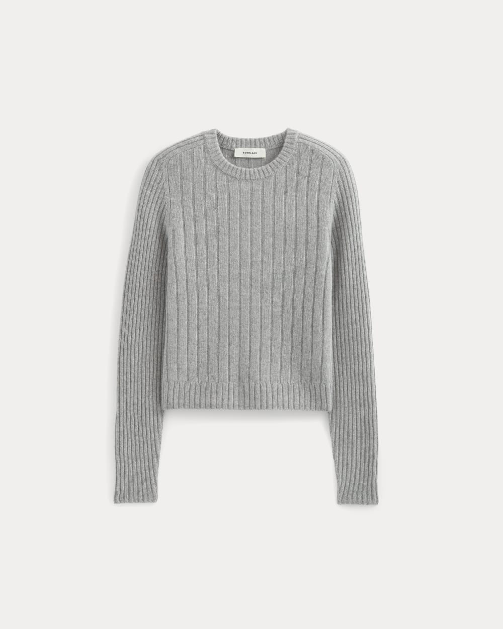 Mix Ribbed Crew in Cashmere in Light Heather Grey — alternate view