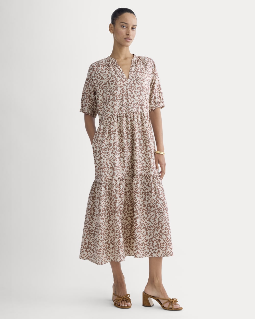 The Farmers Market Dress in Natural / Rose Dusk Floral — front view
