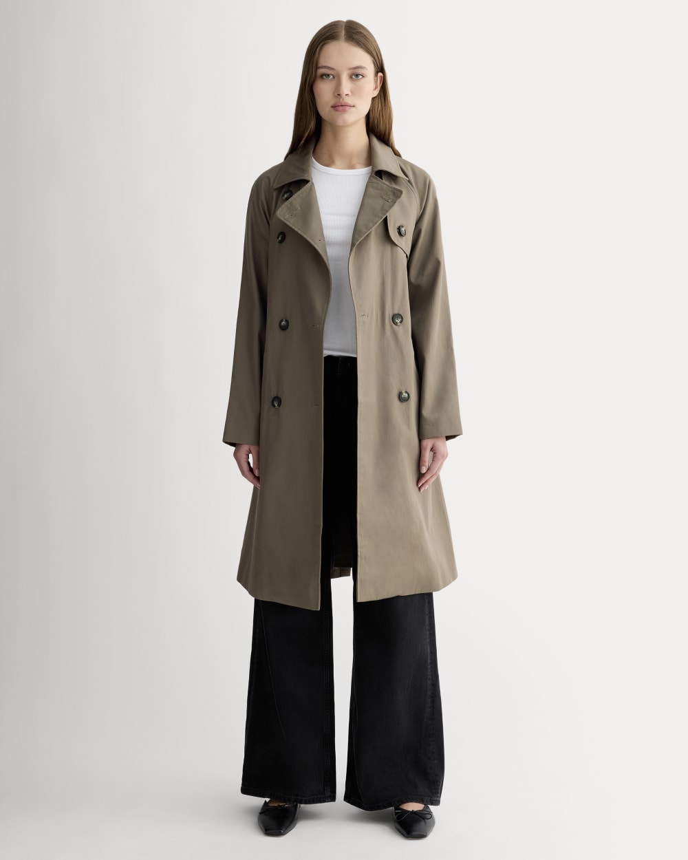 The Modern Trench Coat in Deep Taupe — front view