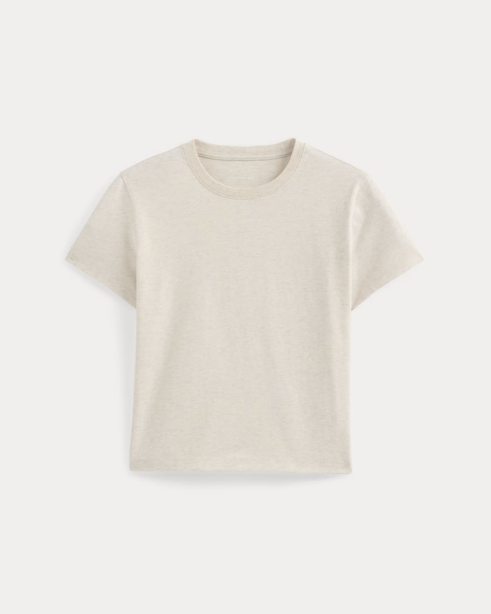 The Box-Cut Tee in Essential Cotton in Heathered Oats — alternate view