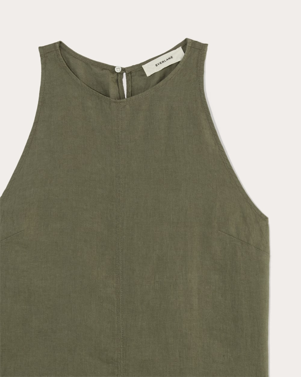 The Linen High-Neck Tank in Kalamata — detail view