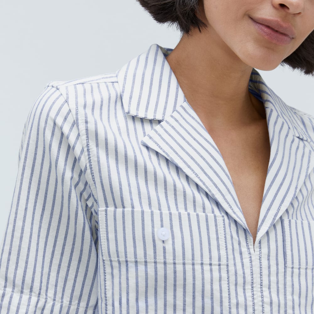 The Oxford Popover in Deep Blue / Canvas — detail view