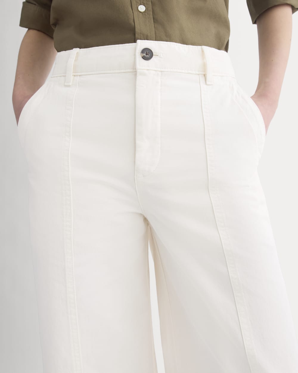 Seamed Wide-Leg Pant in Bone — detail view