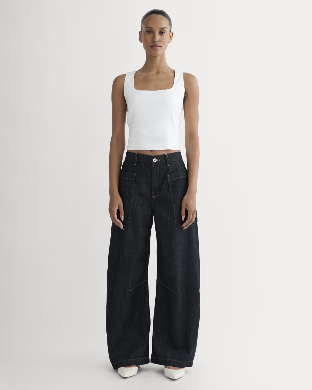 The Gardener Pull-On Jean in Dark Indigo — front view