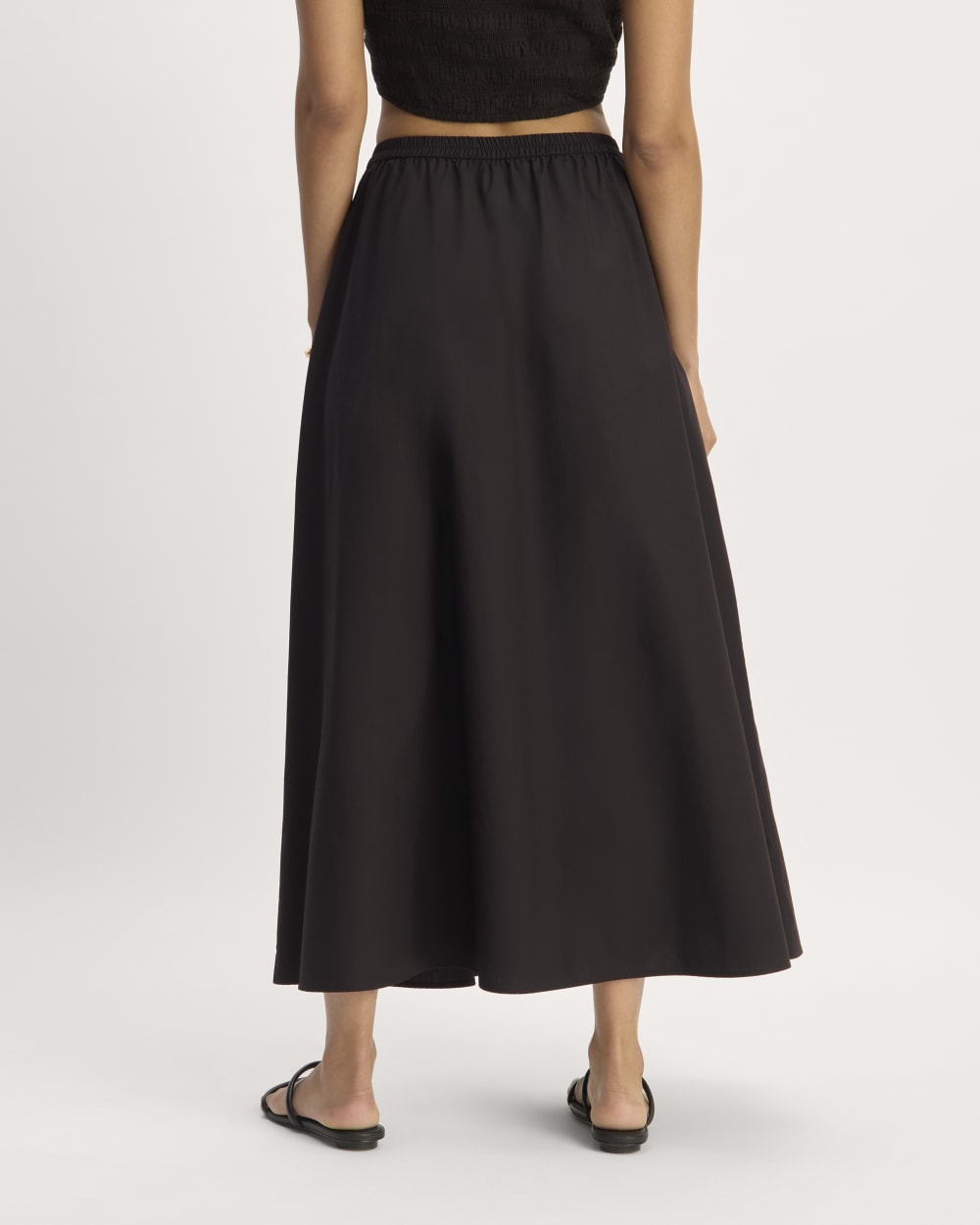 The Supima® Pull-On Maxi Skirt in Black — detail view