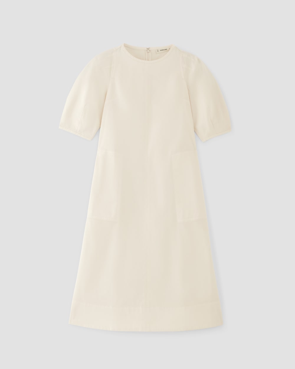 The Short-Sleeve Puff Midi Dress in Bone — alternate view