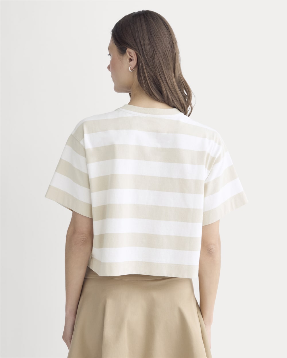 The Premium Weight Cropped Tee in Peyote / Bone — detail view