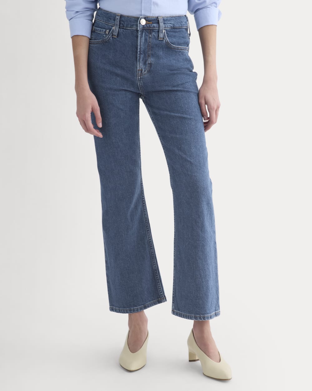 High-Rise Kick Flare Jean in Ocean — detail view