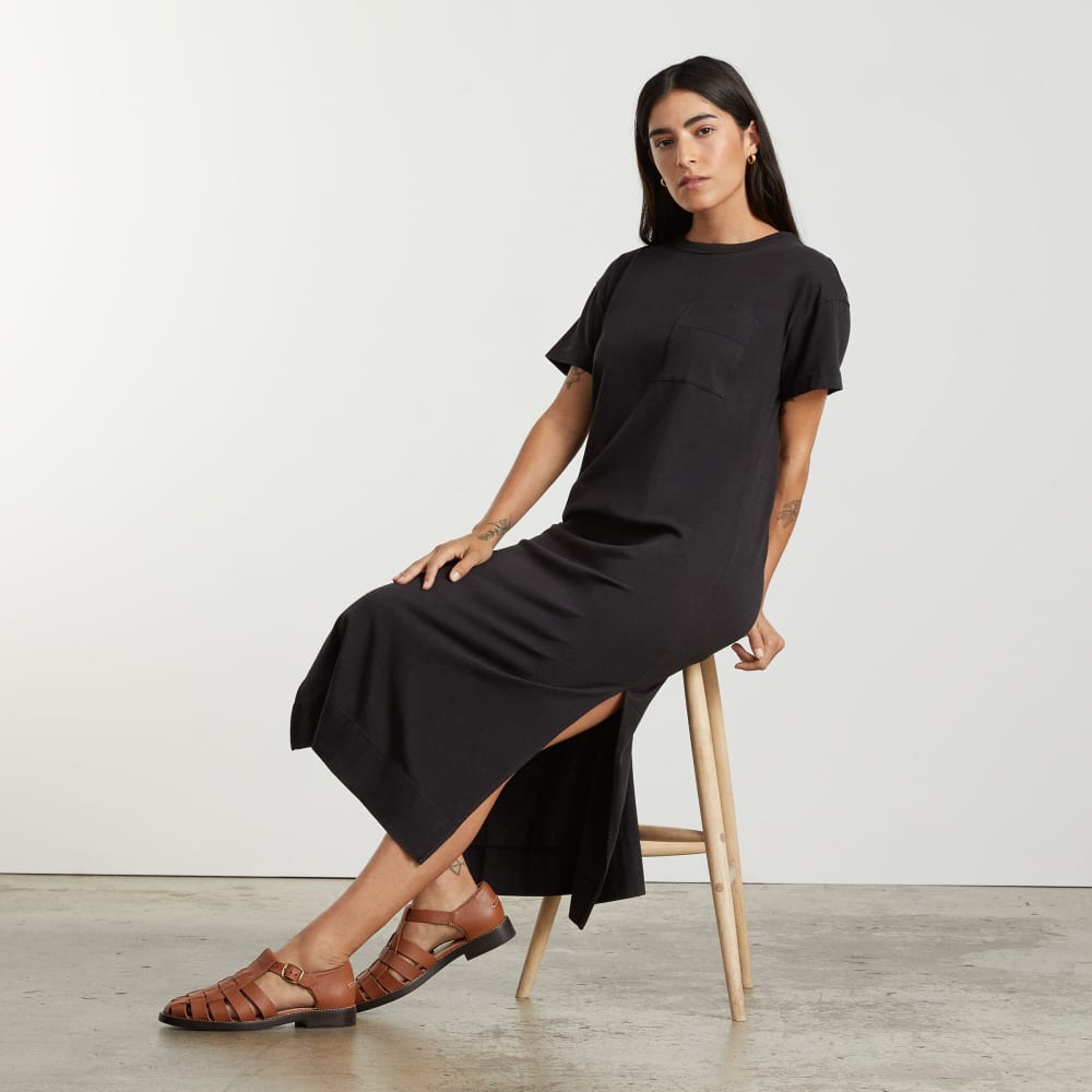 The Organic Weekend Maxi Dress in Black — detail view