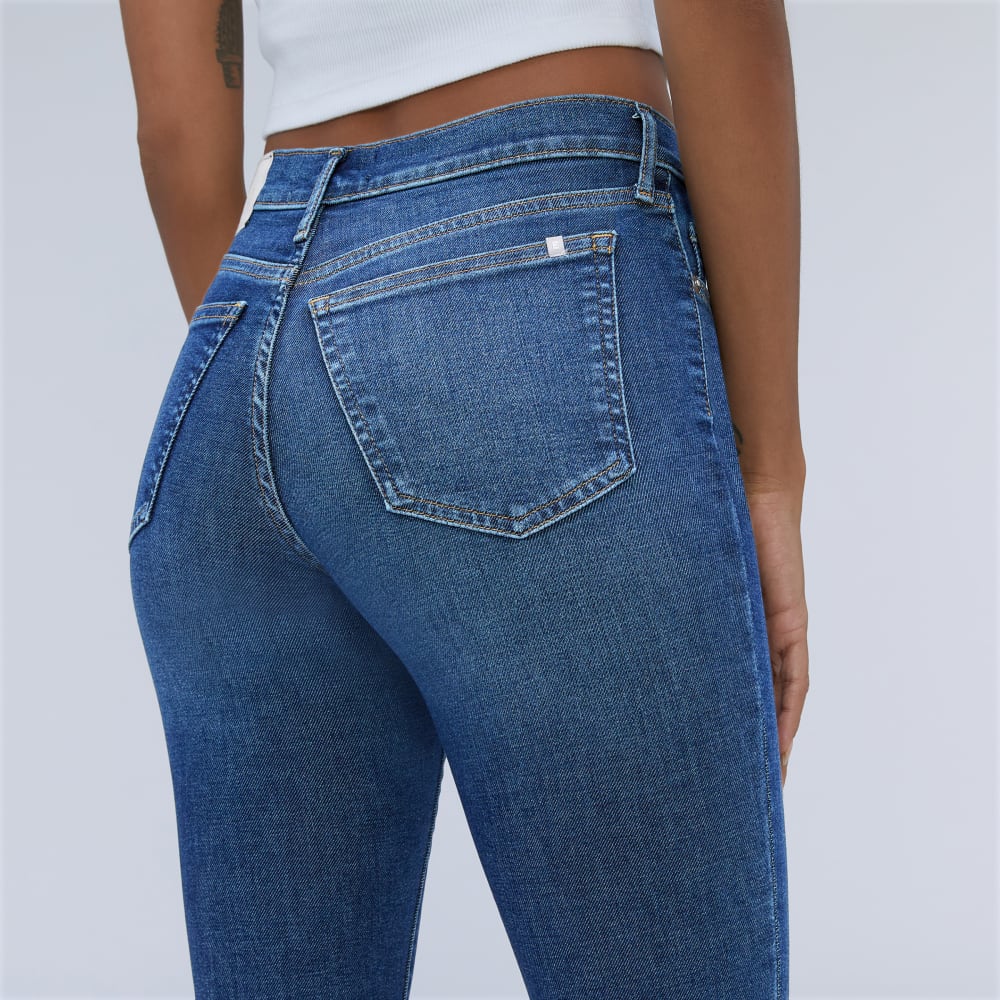 The Mid-Rise Skinny Stretch Jean in Dark Indigo — detail view