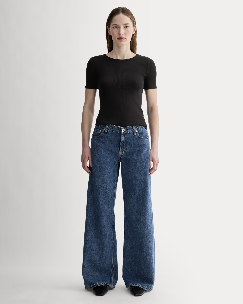 The Luxe Rib Crew in Black — detail view