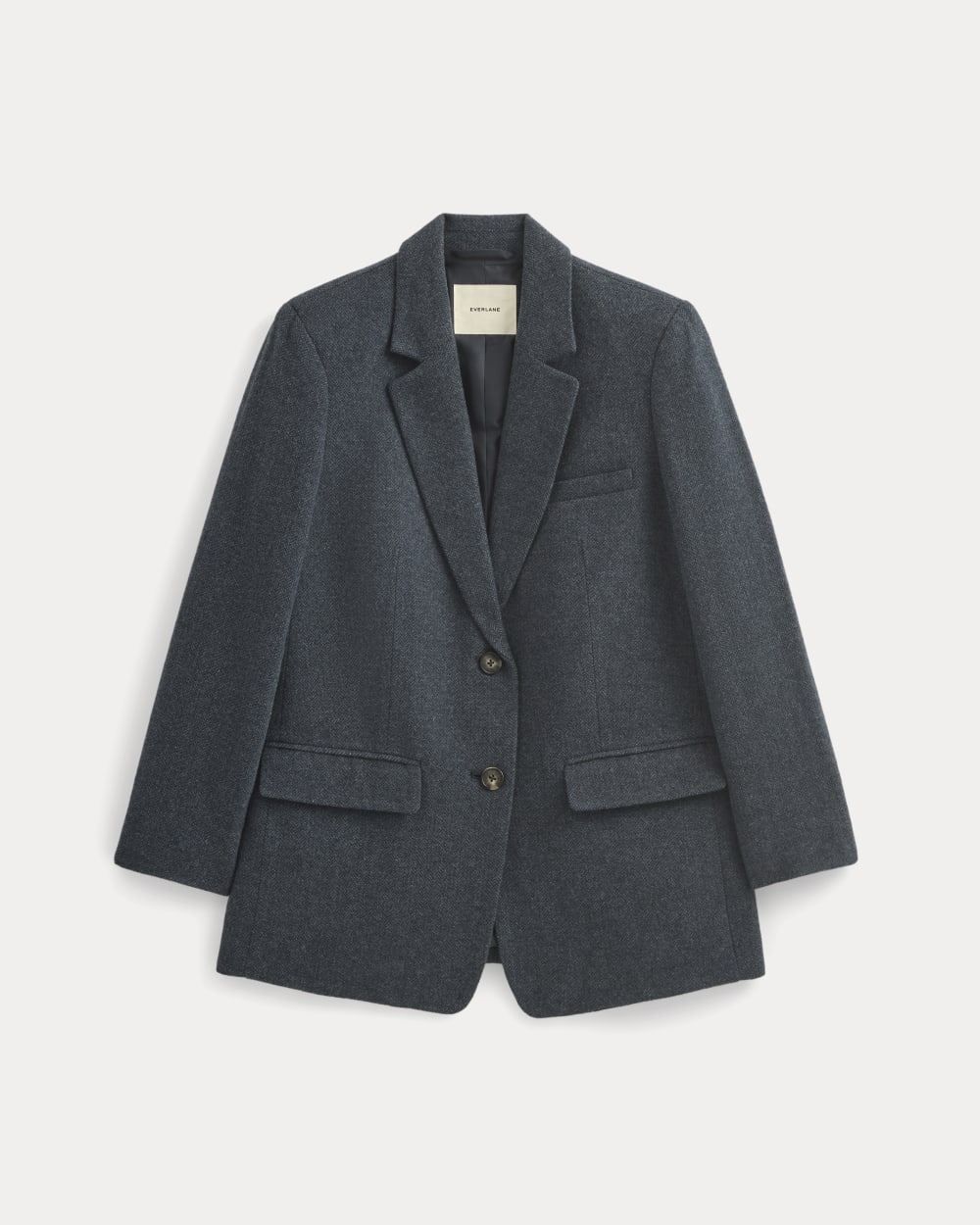 The Oversized Blazer in Wool in Navy Herringbone — alternate view