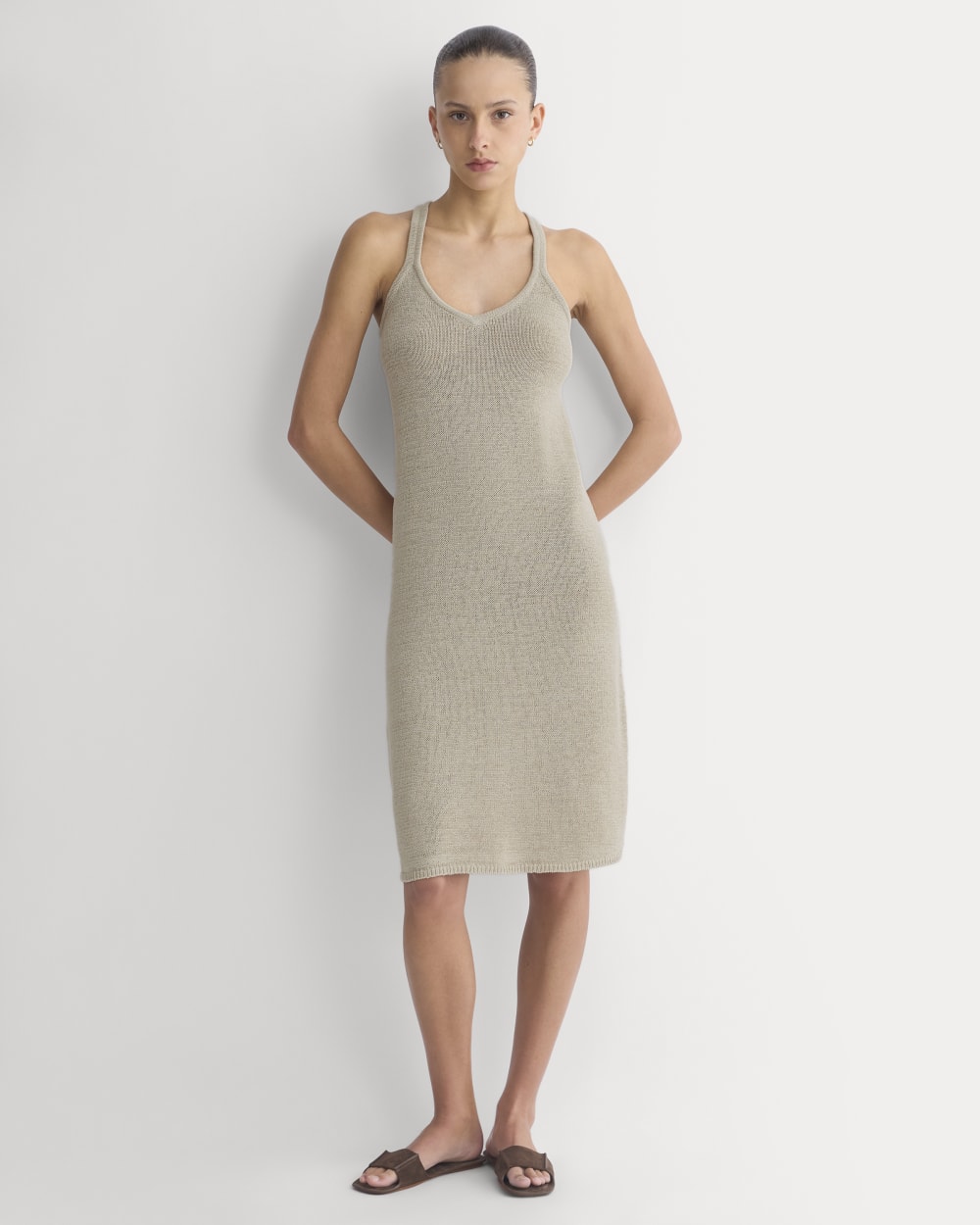 Sweater Racerback Midi Dress in Peyote — detail view