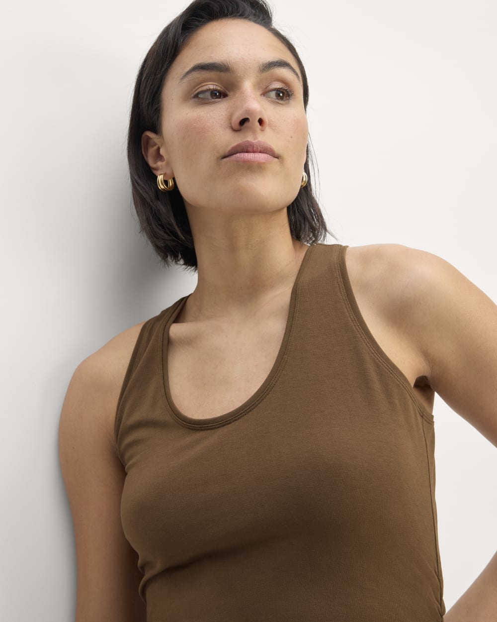 The Form Racerback Dress in Cocoa — detail view