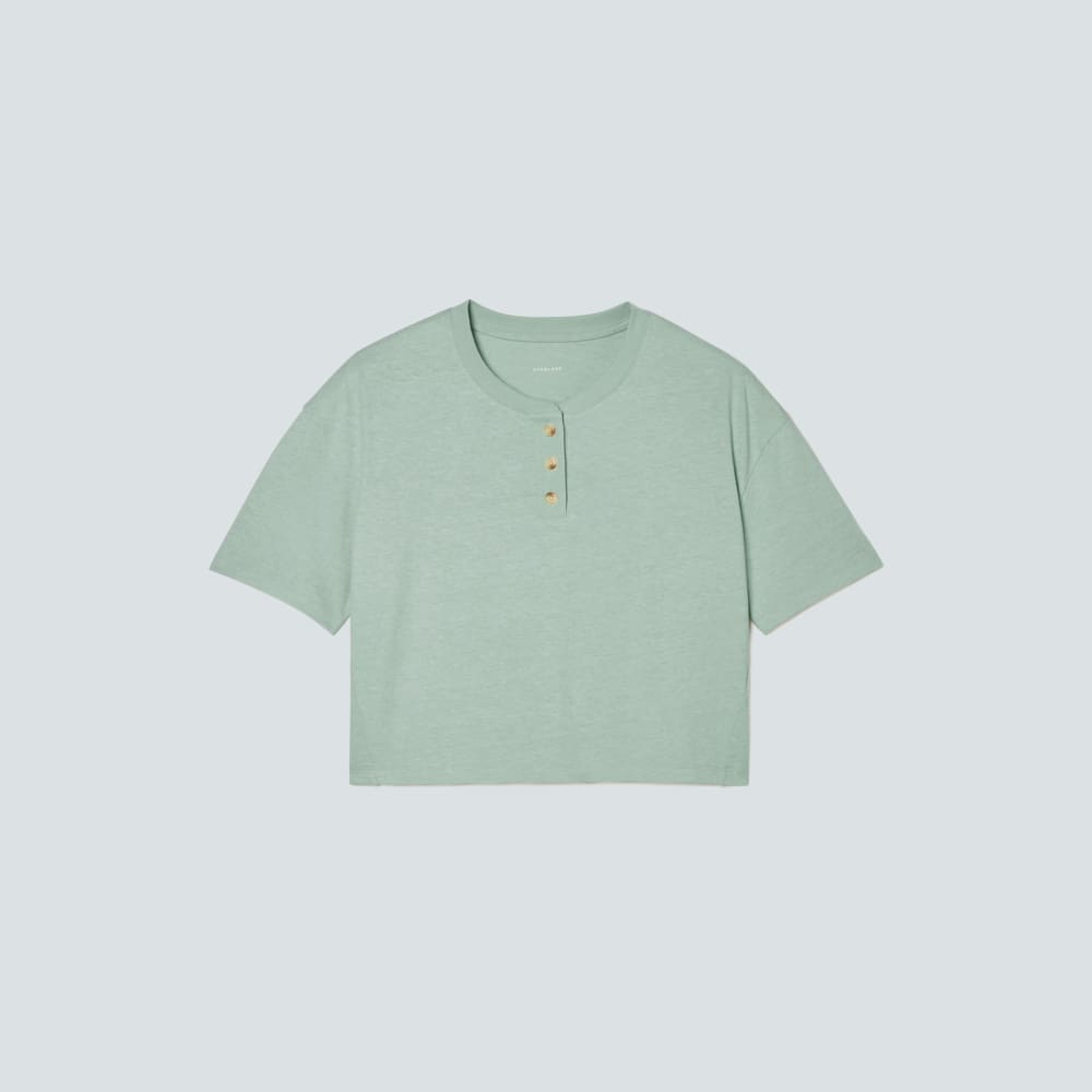 The Vintage Henley Hemp Tee in White Sage — alternate view