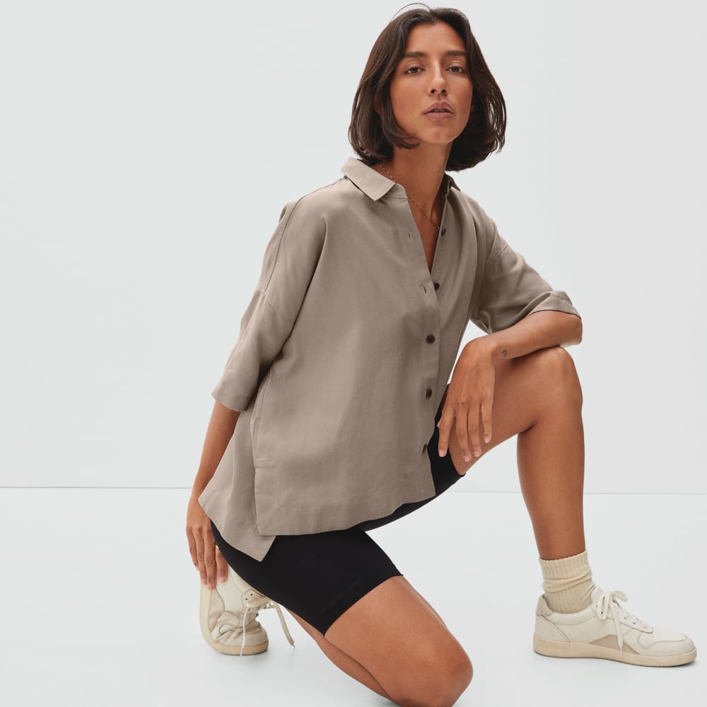 The Drapey Square Shirt in Burnt Sugar — alternate view