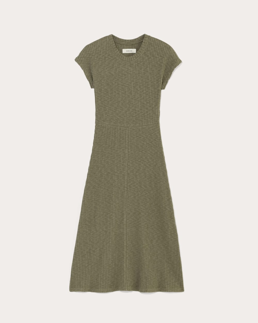 The Rib-Knit Cap-Sleeve Midi Dress in Kalamata — alternate view