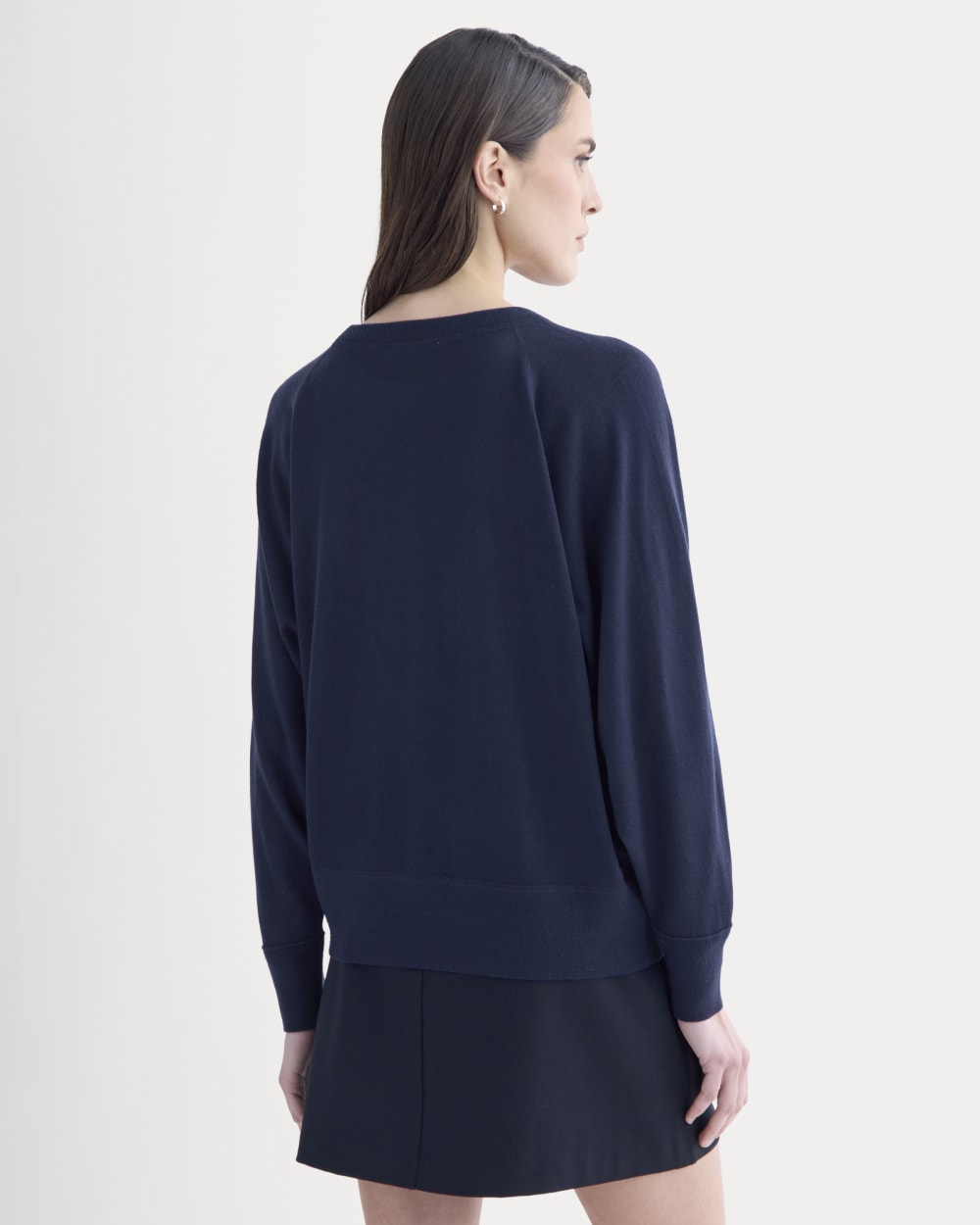 Raglan Sweater in Ultrasoft Merino in Rich Navy — detail view