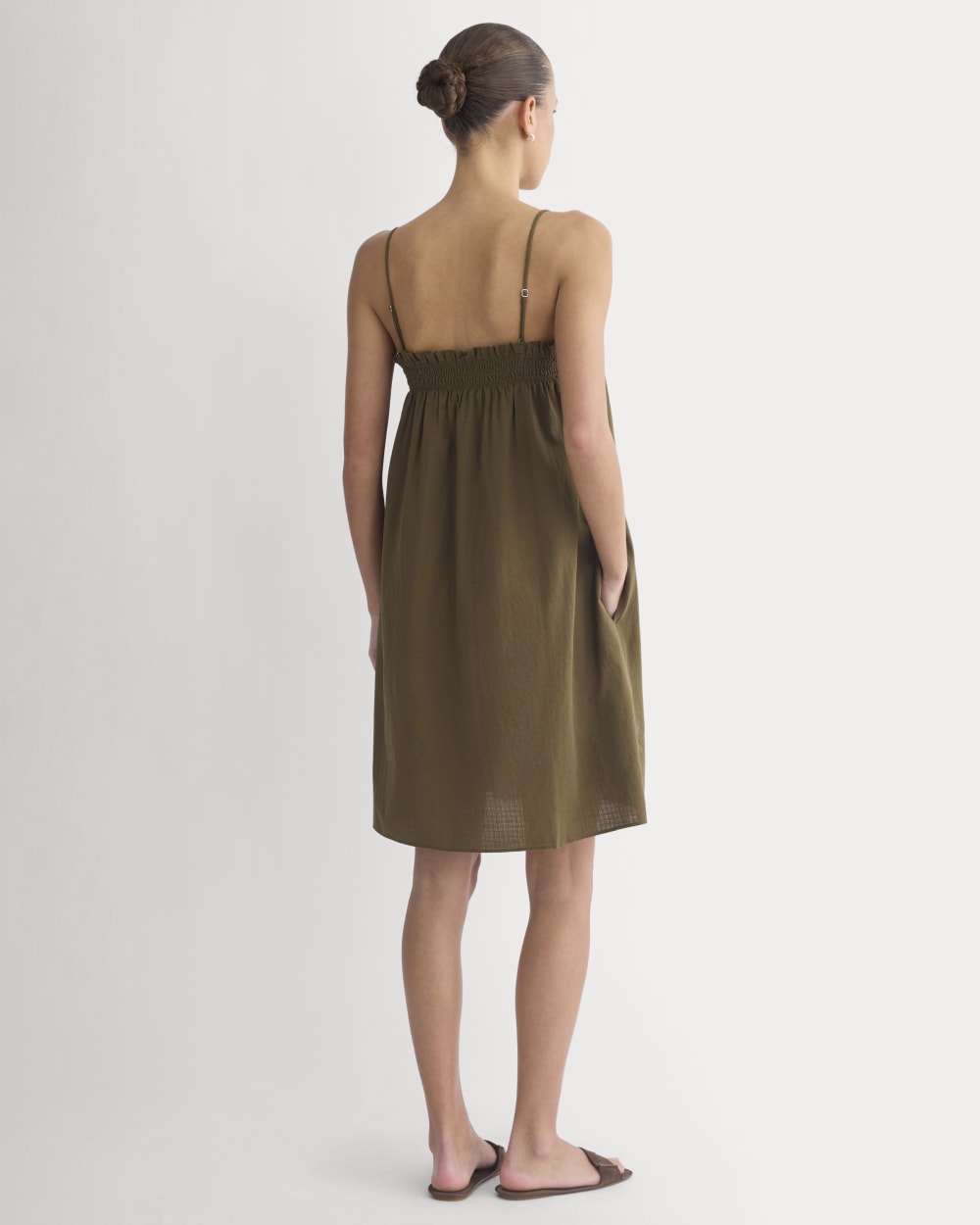 Gauze Smocked Dress in Beech — detail view