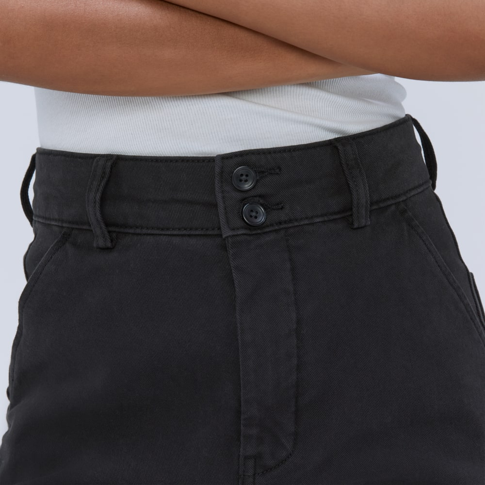 The Organic Wide-Leg Pant in Black — detail view