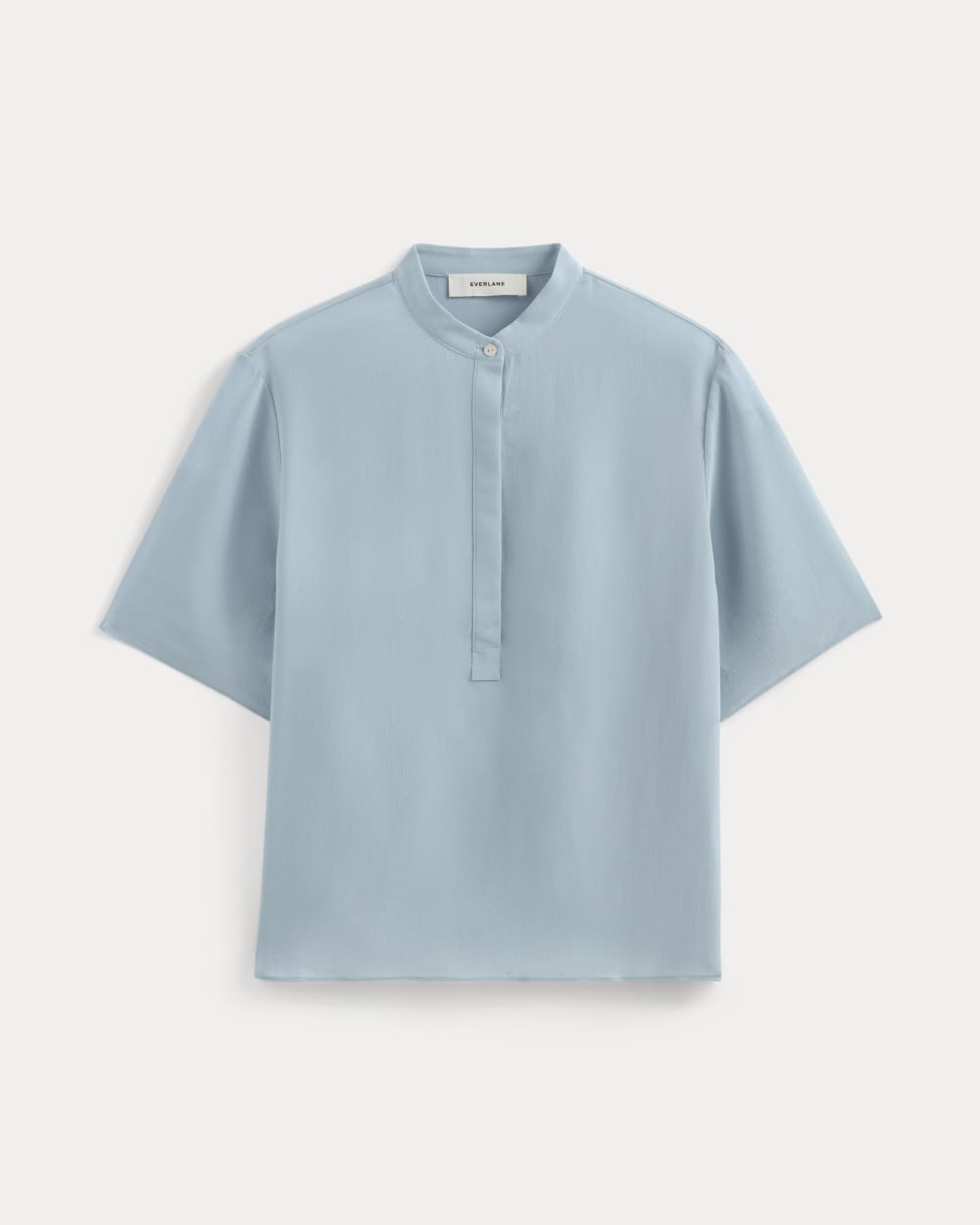 The Popover Top in Washable Silk in Soft Blue — alternate view