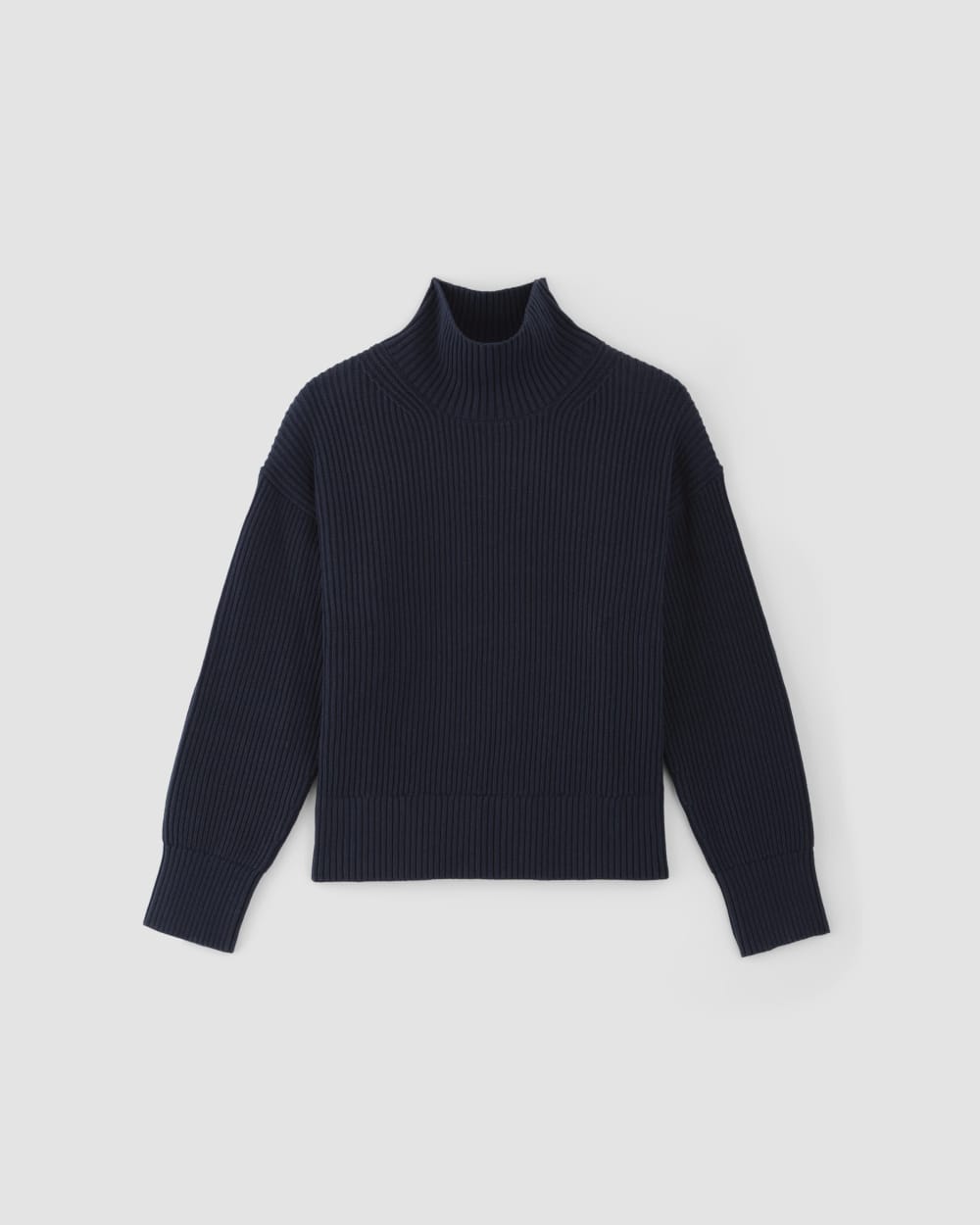 The Organic Cotton Ribbed Turtleneck in Navy — alternate view