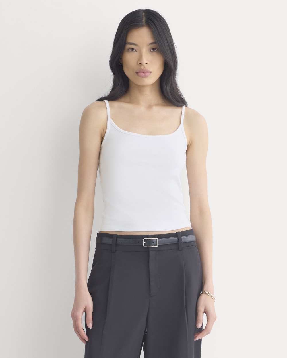 Scoopneck Cami in White — front view