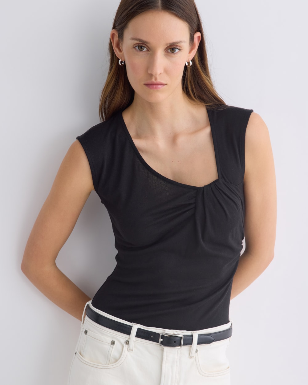 Asymmetrical Top in Butterluxe in Black — detail view