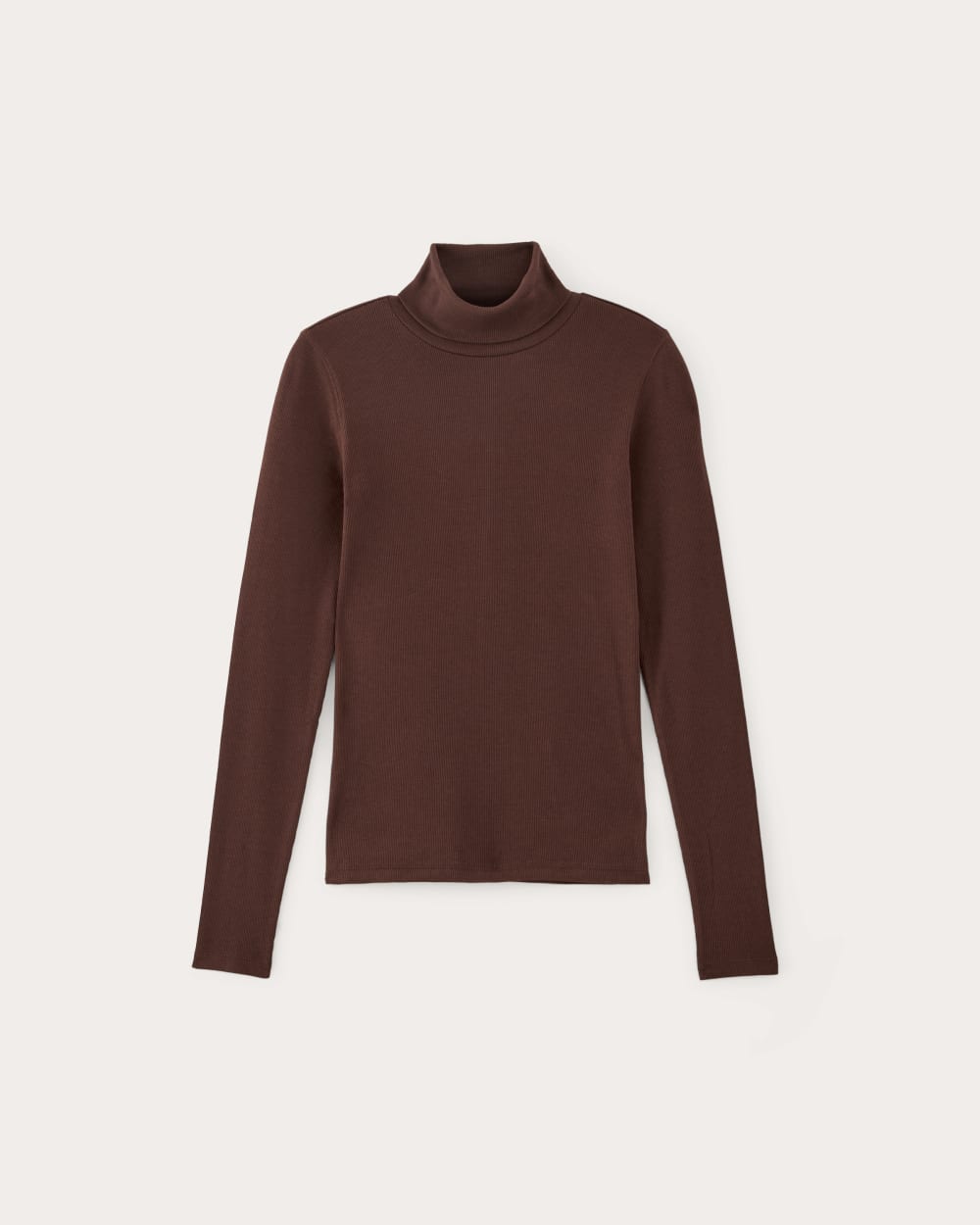 The Luxe Rib Turtleneck in Dark Mahogany — alternate view