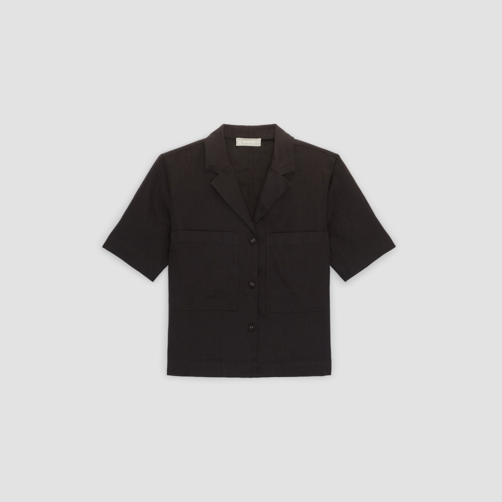 The Linen Workwear Shirt in Black — alternate view