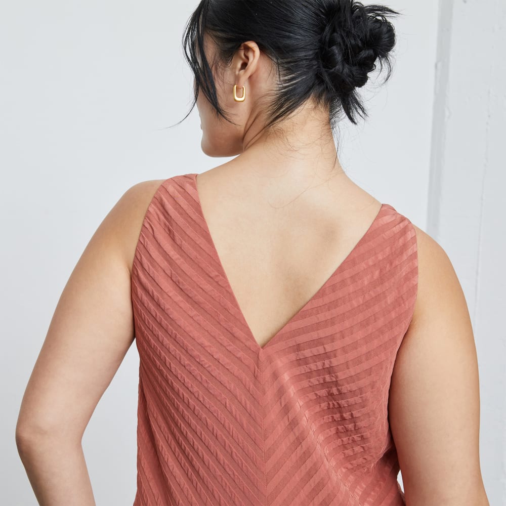 The City Stripe Midi Dress in Redwood — detail view