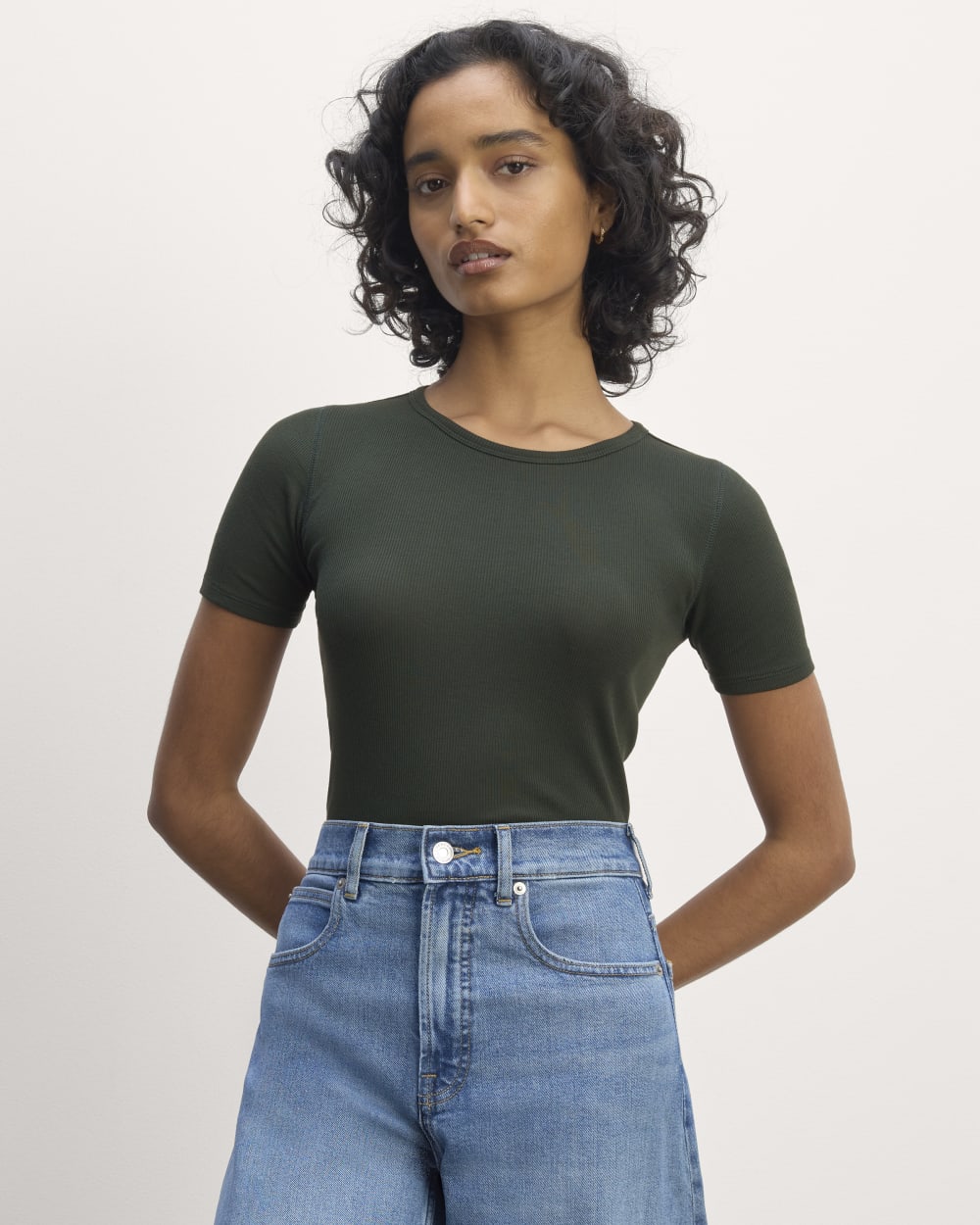 The Luxe Rib Crew in Scarab — front view
